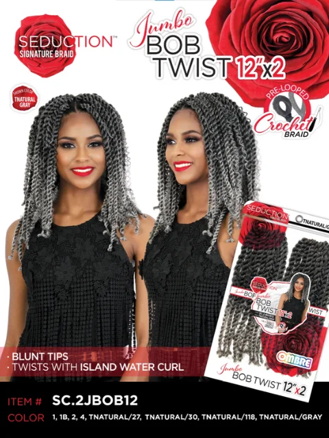 Synthetic Braid & Plait Hair Extensions with a Natural - Looking TextureSeduction Signature Braid 2X JUMBO BOB TWIST 12 Crochet Braid SC.2JBOB12