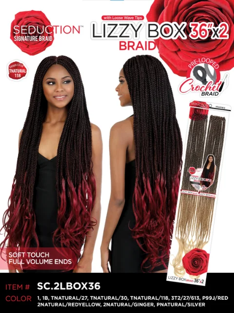 Bohemian - Style Braid & Plait Hair Extensions with Beads for a Trendy LookSeduction Signature Braid 2X LIZZY BOX 36 Crochet Braid SC.2LBOX36