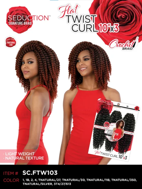 Braid & Plait Hair Extensions with a Pre - Twisted Design for Easy InstallationSeduction Signature Braid 3X FLAT TWIST CURL 10 Crochet Braid SC.FTW103