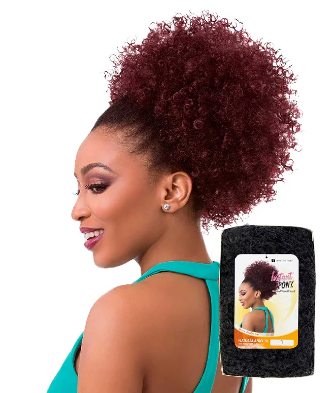 Ponytails with a side - swept bang for a flattering and stylish lookSensationnel Instant Pony - Natural Afro