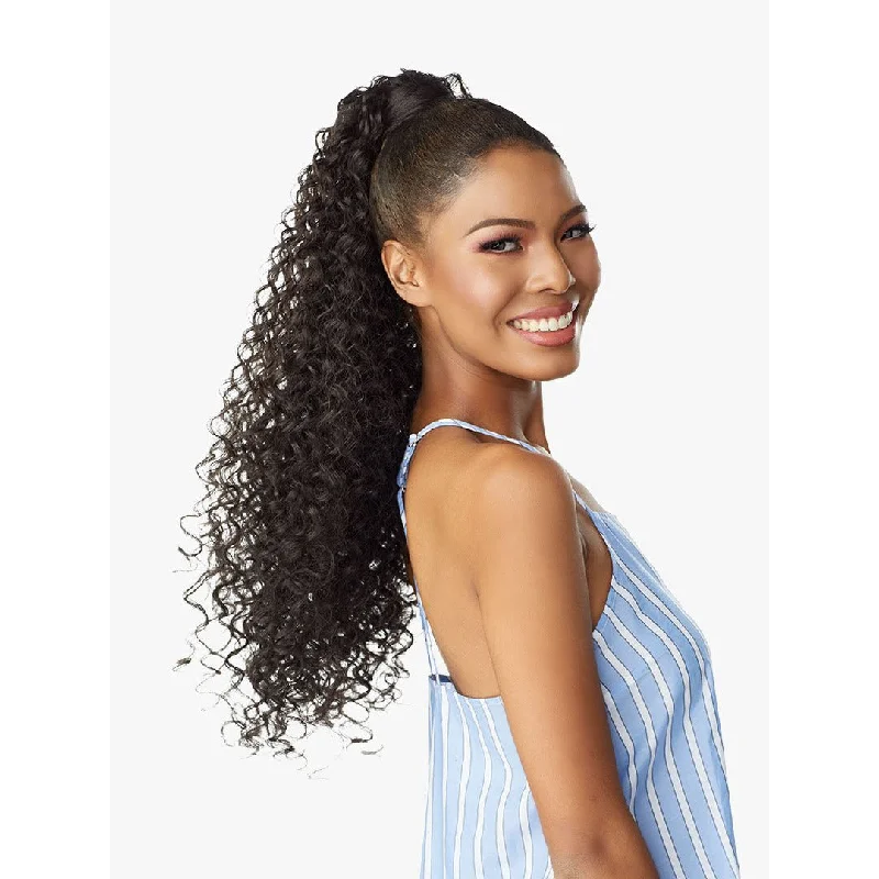 Ponytails with a pre - attached bow for a cute and girly lookSensationnel Instant Pony Wrap Synthetic Ponytail - Curly Body 24"