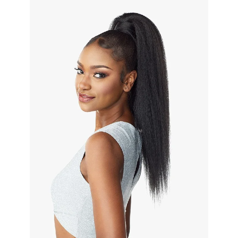 Synthetic ponytails with heat - resistant fibers for easy stylingSensationnel Instant Pony Wrap Synthetic Ponytail - Kinky Straight 24"