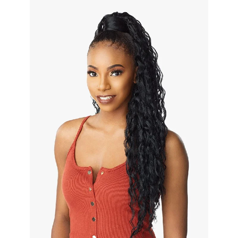 Ponytails with a middle - part for a classic and elegant styleSensationnel Instant Pony Wrap Synthetic Ponytail - Ripple Wave 30"