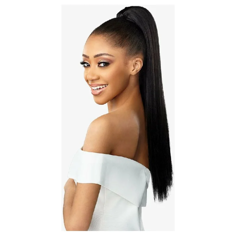 Curly ponytails with tight ringlets for a playful and feminine vibeSensationnel Lulu Pony Synthetic Drawstring Ponytail - JoJo