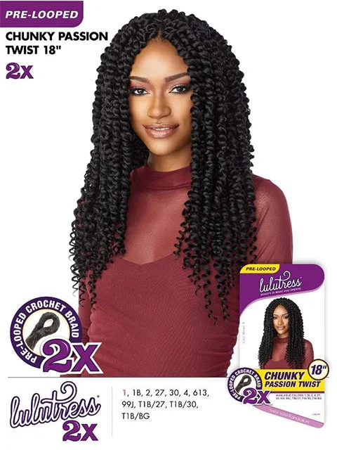 Cornrow Braid & Plait Hair Extensions with a Middle - Part for a Stylish LookSensationnel Lulutress 2X CHUNKY PASSION TWIST Crochet Braid 18 *SALE