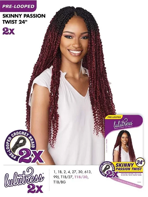 Short - Length Braid & Plait Hair Extensions for a Low - Maintenance and Edgy LookSensationnel Lulutress 2X SKINNY PASSION TWIST Crochet Braid 24