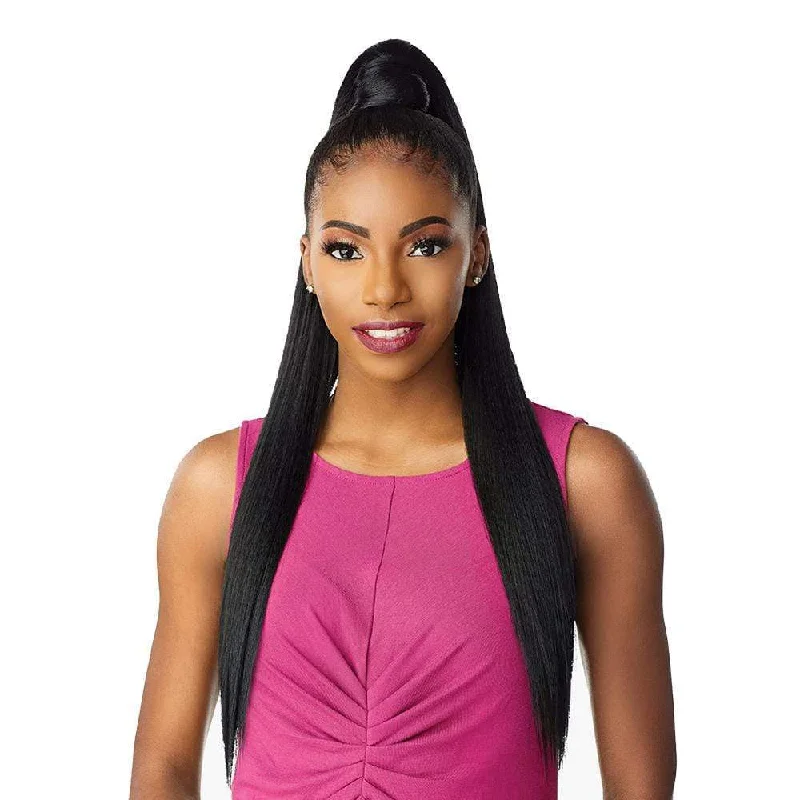 Ponytails with a middle - part for a classic and elegant styleSensationnel Instant Wrap Ponytail - Straight 30"