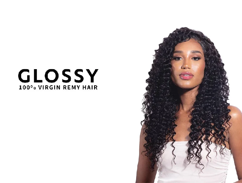 Curly ponytails with tight ringlets for a playful and feminine vibeSHAKE N GO GLOSSY 100% VIRGIN REMY HAIR DEEP WAVE