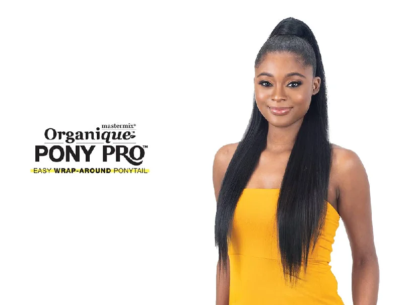 Ponytails with a side - swept bang for a flattering and stylish lookSHAKE N GO ORGANIQUE PONY PRO WEAVE PONYTAIL - SLEEK STRAIGHT WEAVE