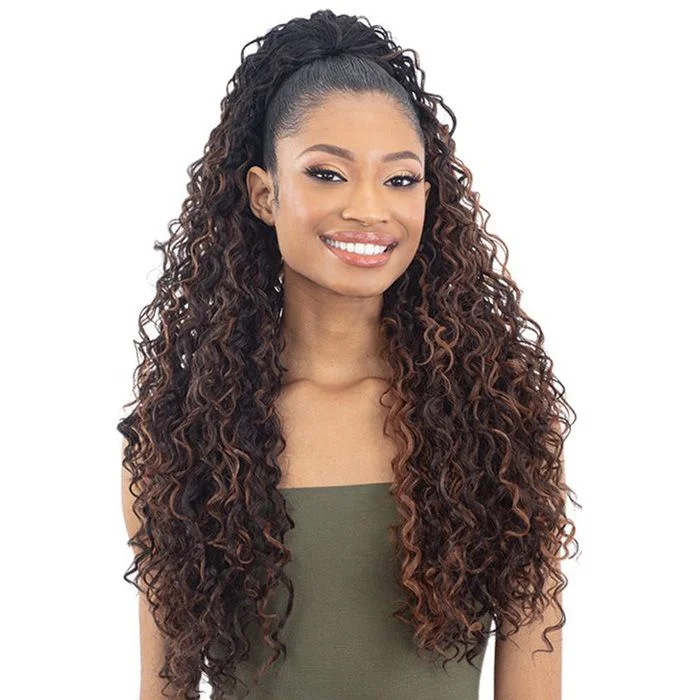 Synthetic ponytails with heat - resistant fibers for easy stylingShake-N-Go Organique Synthetic Drawstring Ponytail - Dominica Curl 28"