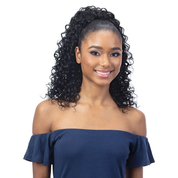 Ponytails with a side - swept bang for a flattering and stylish lookShake-N-Go Organique Synthetic Drawstring Ponytail - Sunny Deep 14"