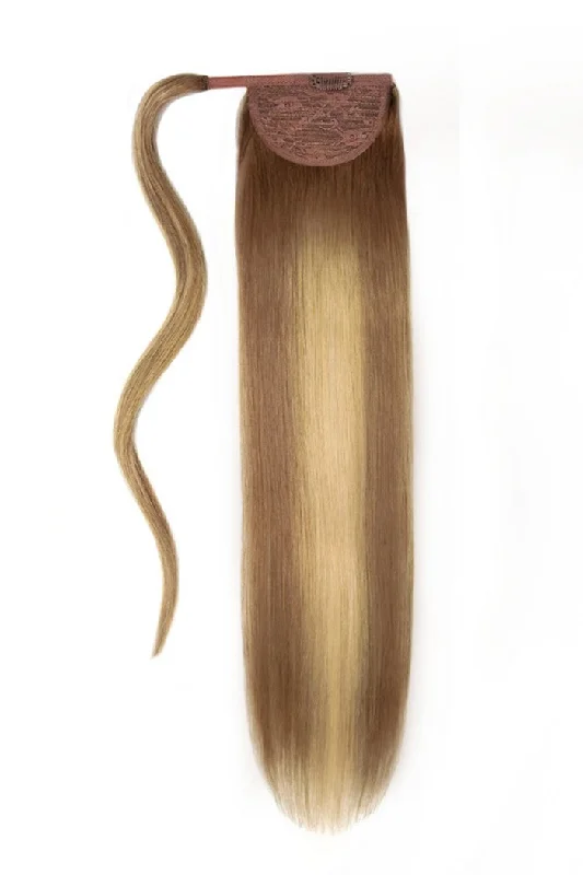 Ponytails made from recycled materials for an eco - friendly optionSoft Bronze Balayage Straight Up Wrap Around Ponytail Extension