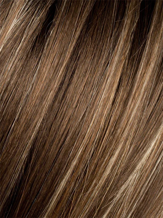 TOBACCO ROOTED | Medium Brown base with Light Golden Blonde highlights and Light Auburn lowlights and Dark Roots