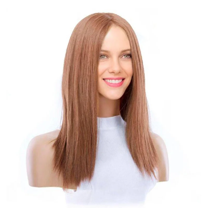 Medium - length wig with a middle - part for a classic and elegant style18" Princess Silk Top Wig Copper