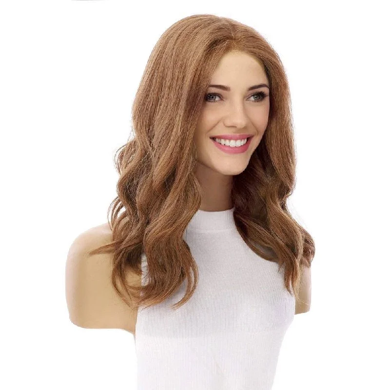 Human - hair medium - length wig for a natural and luxurious feel18" Princess Silk Top Wig Strawberry Blonde