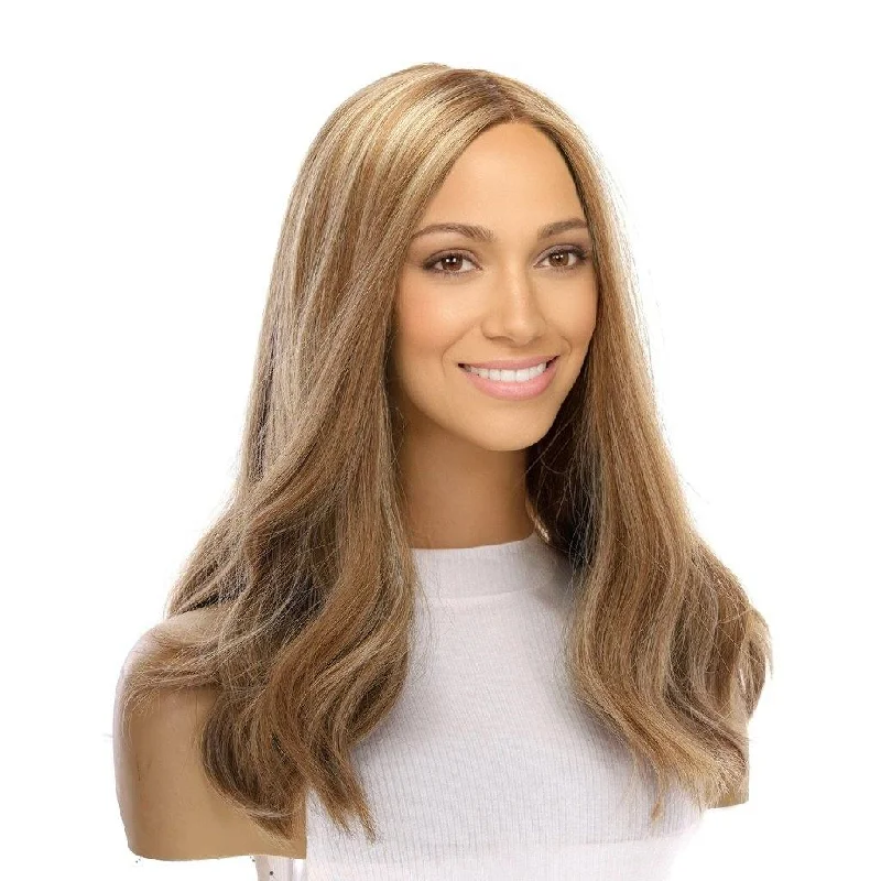 Medium - length wig with a curly fringe for a playful and youthful vibe19" Nicole Silk Top Wig Medium Blonde