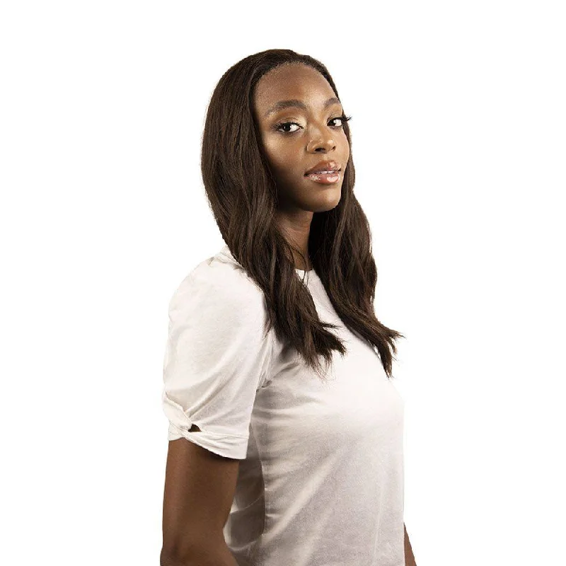 Medium - length wig with a side - part for a more flattering look20" 3/4 Bandfall Wig Dark Brown