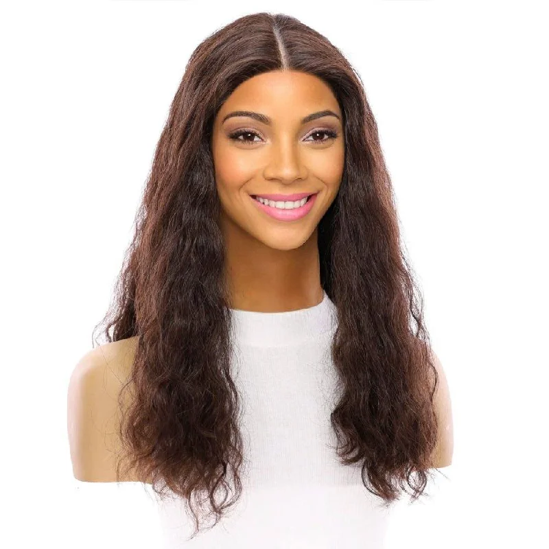 Medium - length wig with a side - part for a more flattering look20" Divine Lace Top Wig Dark Brown Wavy