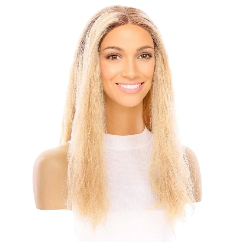 Medium - length wig with a curly texture for a bold and stylish choice20" Divine Lace Top Wig Golden Blonde Wavy