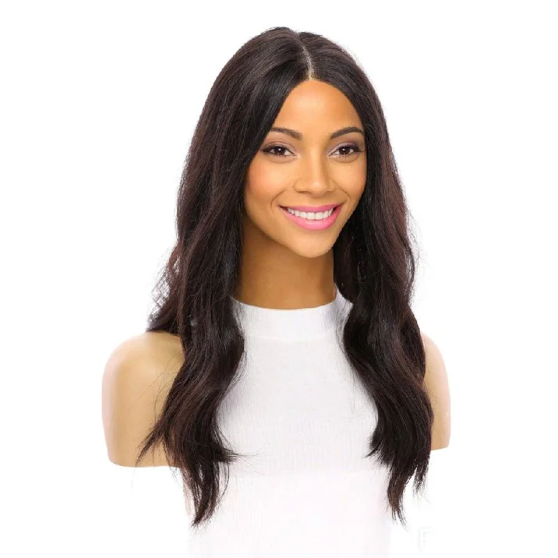 Human - hair medium - length wig for a natural and luxurious feel20" Divine Lace Top Wig Neutral Black