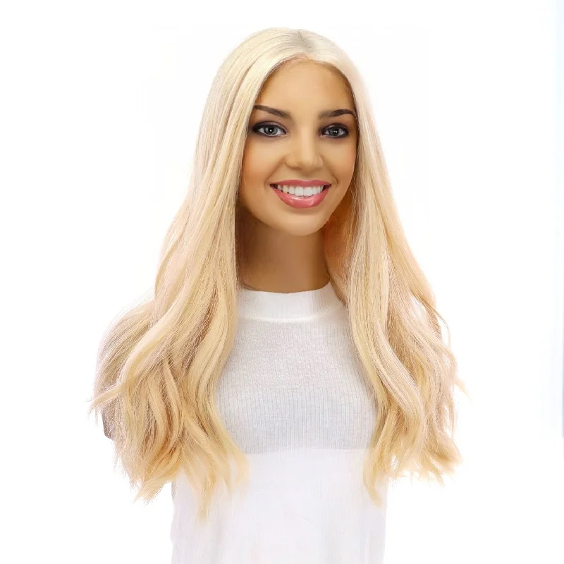 Medium - length wig with a wispy fringe for a soft and feminine look20" Divine Lace Top Wig Warm Platinum Blonde w/ No Rooting