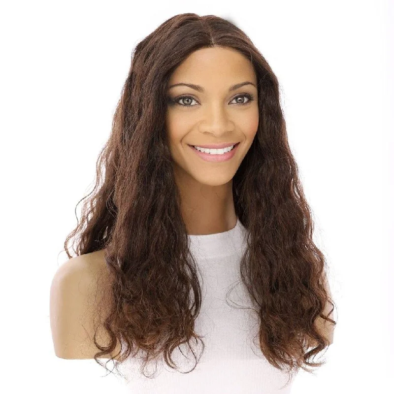 Human - hair medium - length wig for a natural and luxurious feel20" Divine Luxe Lace Top Wig #5 Warm Dark Brown Wavy