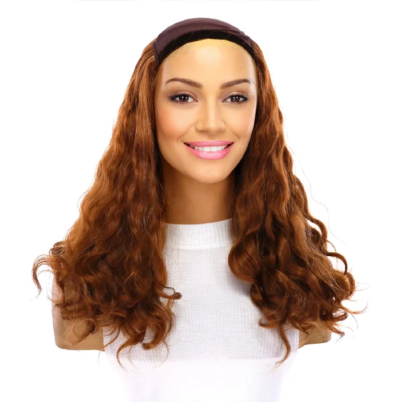 Medium - length wig with a pre - plucked hairline for a more natural look20" HatFall Wig Copper Wavy