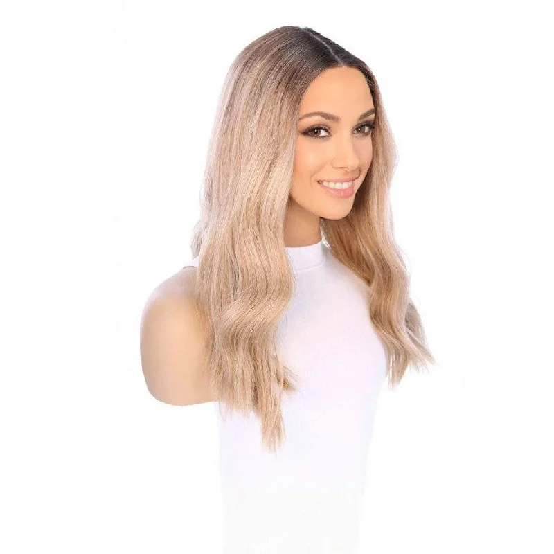 Synthetic medium - length wig with a natural - looking texture20" Divine Lace Top Wig Ash Blonde w/ Full Rooting