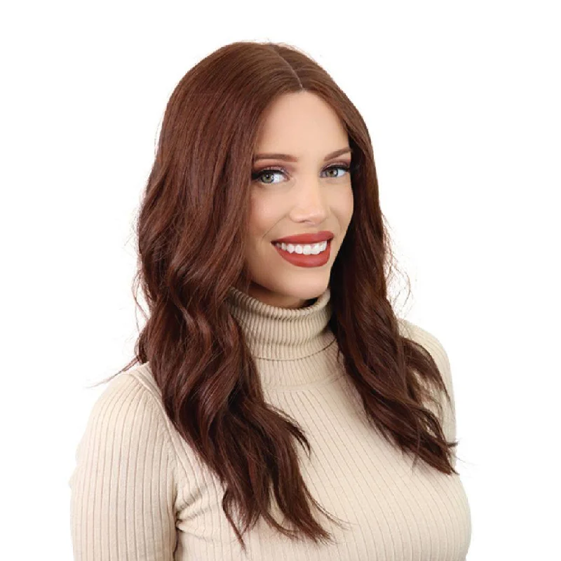 Medium - length wig with a wavy texture for a beachy and relaxed look20" Divine Lace Top Wig Auburn