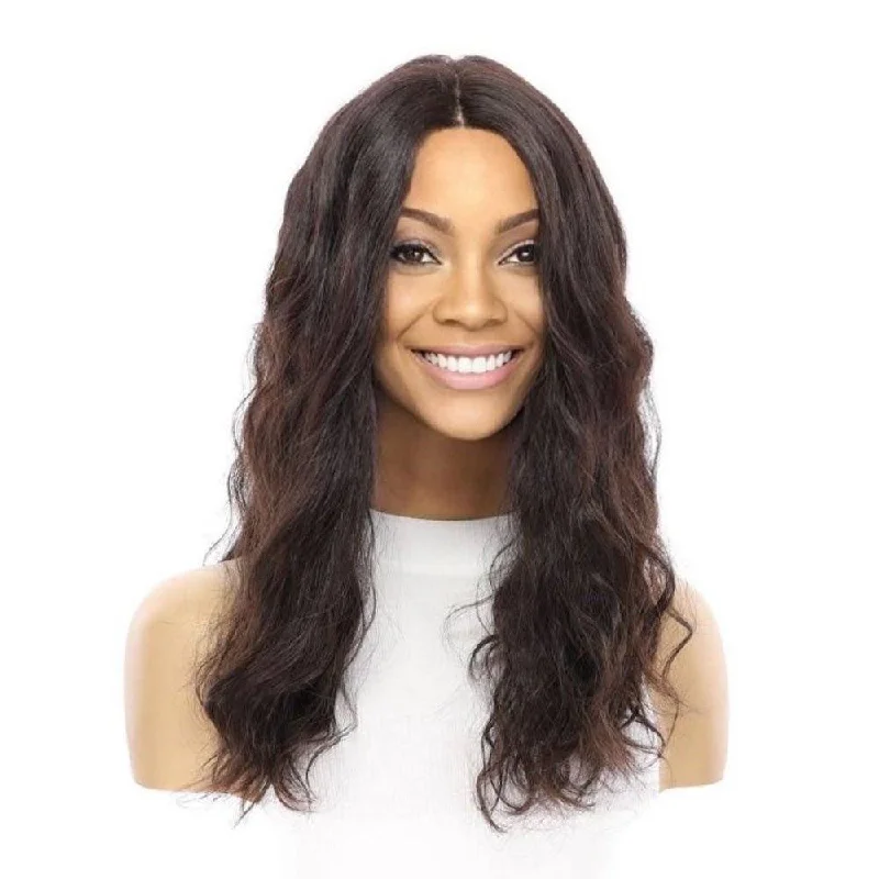 Medium - length wig with a natural - looking root for a more realistic look20" Divine Lace Top Wig Natural Black Wavy