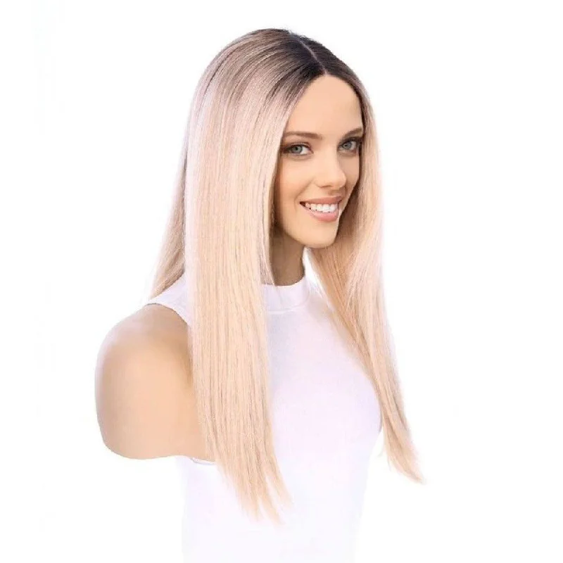 Medium - length wig with a pre - plucked hairline for a more natural look20" Divine Lace Top Wig Platinum Blonde w/ Full Rooting