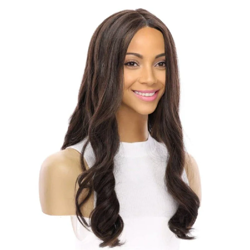 Medium - length wig with a 180 - density for a full and thick appearance20" Onyx Silk Top Topper Dark Brown