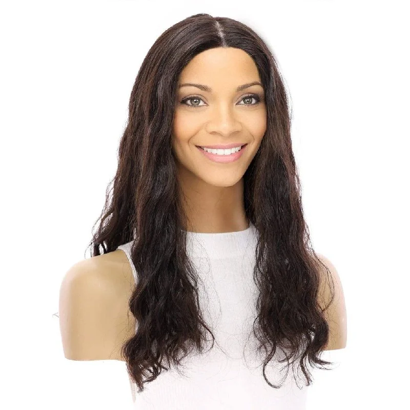 Medium - length wig with a natural - looking root for a more realistic look20" Princess Silk Top Wig Natural Black Wavy