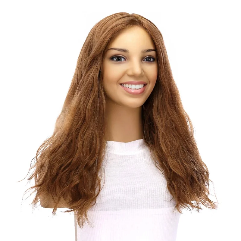 Medium - length wig in a jet - black color for a classic appearance20" Princess Silk Top Wig Strawberry Blonde Wavy