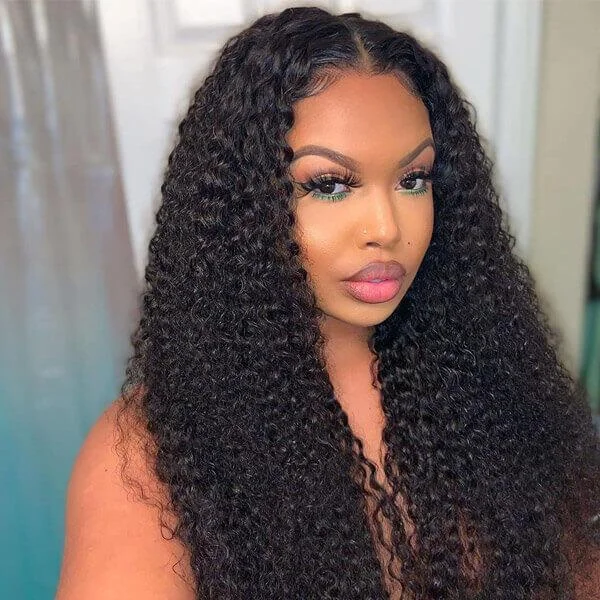 Synthetic medium - length wig with a natural - looking texture360 Lace Frontal Wigs For Women Curly Hair Transparent Breathable Lace Wig