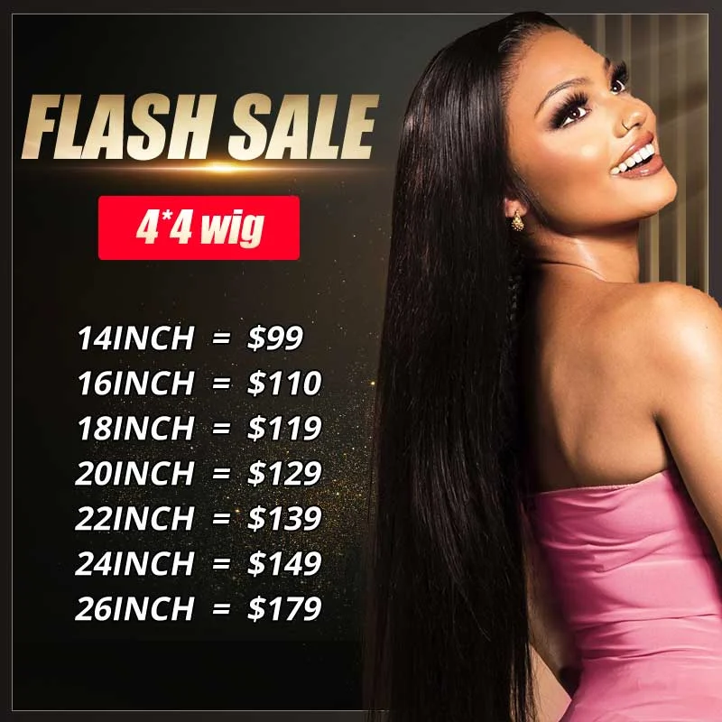 Medium - length wig with a pre - plucked hairline for a more natural look4x4 Lace Closure Wig Human Hair Flash Sale