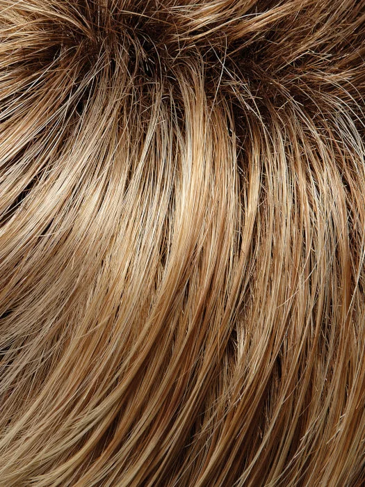 *27T613S8 | Shaded Sun | Med Natural Red-Gold Blonde & Pale Natural Gold Blonde Blend & Tipped. Shaded w/ Med Brown