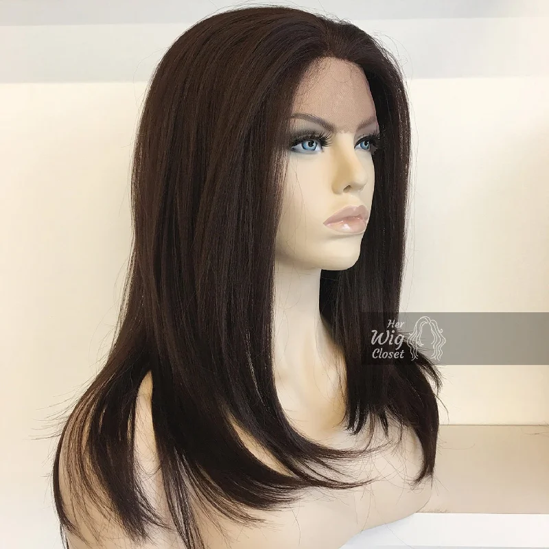 Medium - length wig with a straight texture for a sleek and modern lookAlexa |  Dark Brown Lace Front Wig 16"