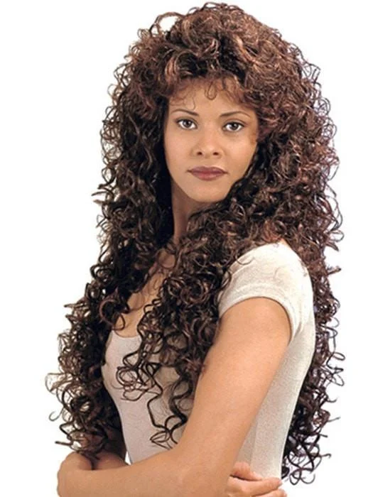 Long - length wig with a pre - plucked hairline for a more natural lookAngela by Motown Tress | CLOSEOUT