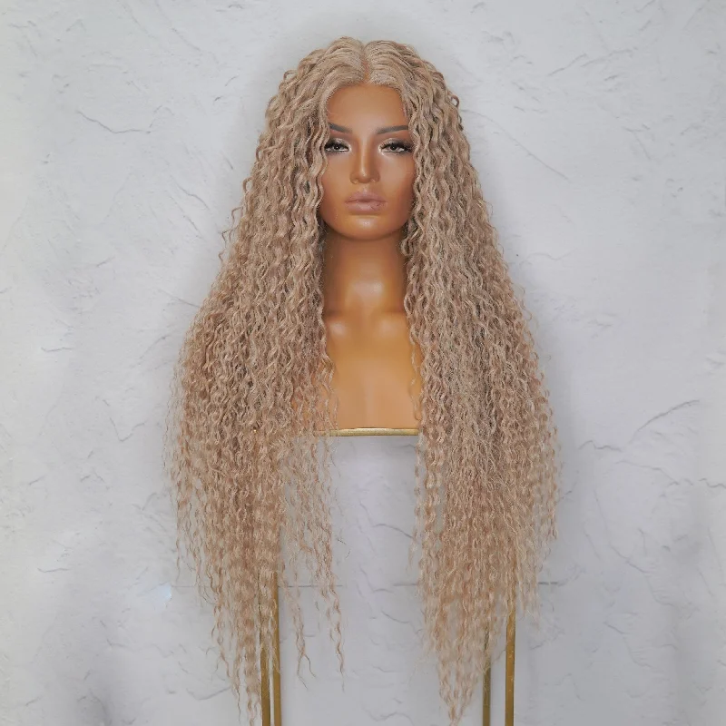 Long - length wig with a silk - base cap for a comfortable and smooth feelATHENA Blonde Lace Front Wig