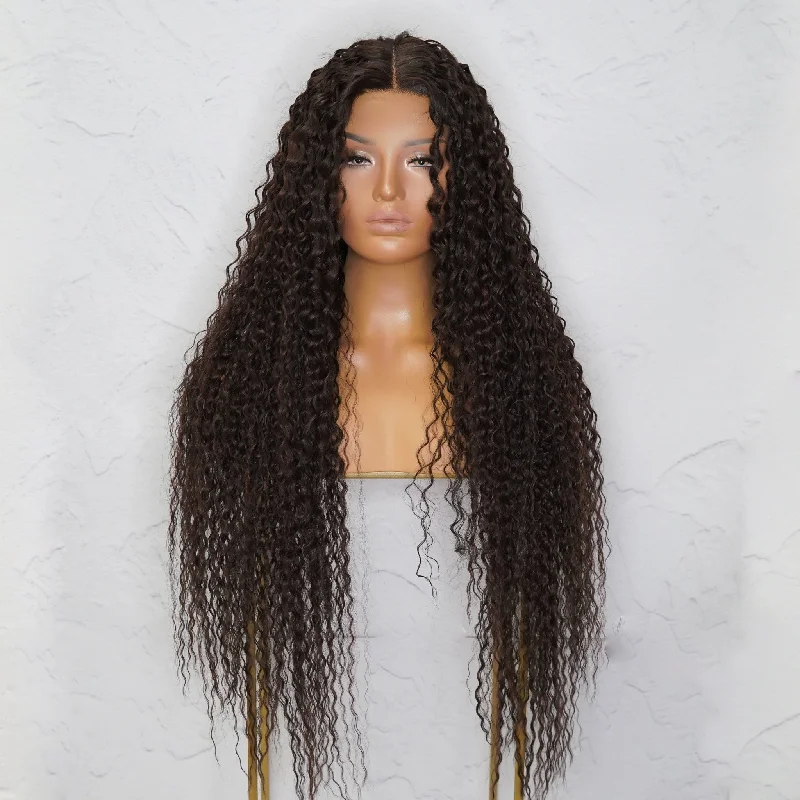 Long - length wig with a pre - plucked hairline for a more natural lookATHENA Brown Lace Front Wig