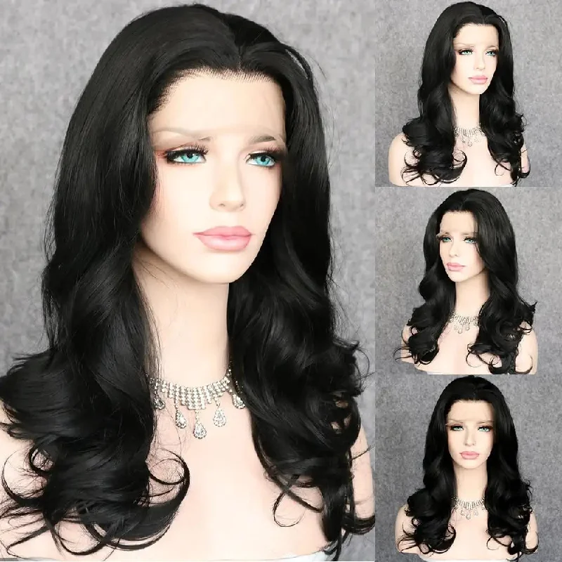 Medium - length wig with a heat - resistant formula for easy styling at homeAvery Synthetic Lace Wig with Natural Wave