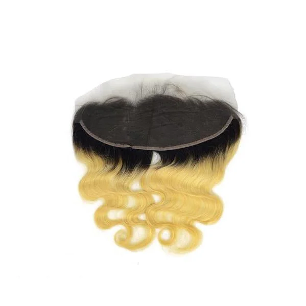 Medium - length wig with a straight texture for a sleek and modern lookBody Wave Blonde Color Frontal