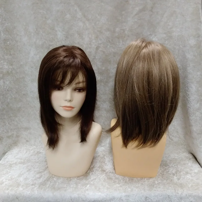 Medium - length wig in a jet - black color for a classic appearanceCANDACE