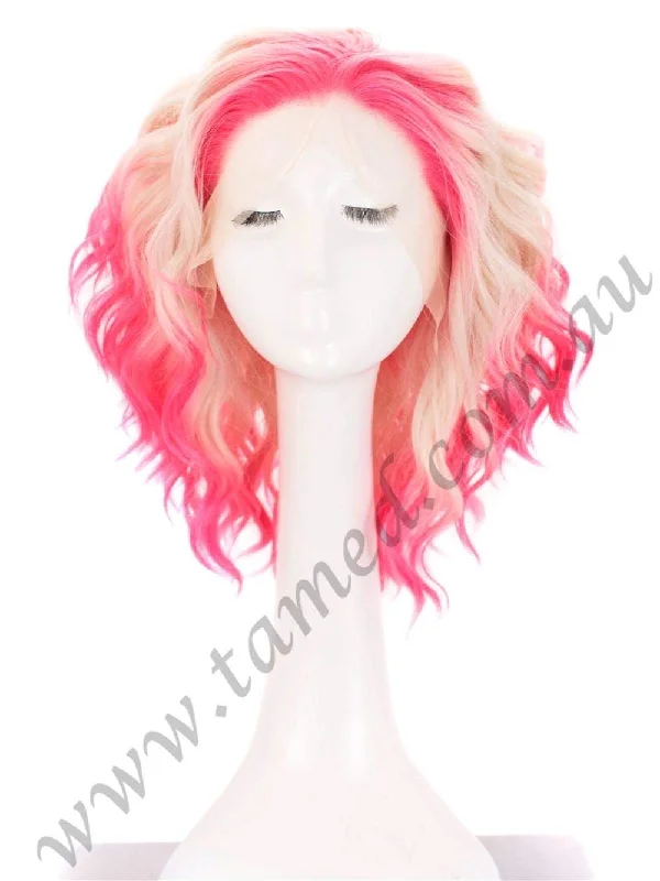 Medium - length wig with a side - swept bang for a sophisticated lookCARRIE CANDY SWIRL