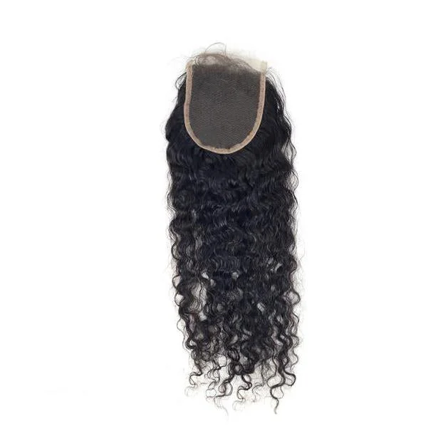 Medium - length wig with a middle - part for a classic and elegant styleClosure-Brazilian Hair-Deep curl