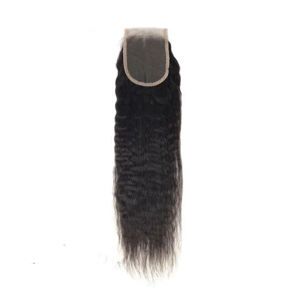 Medium - length wig with a side - part for a more flattering lookClosure-Peruvian Hair-Kinky