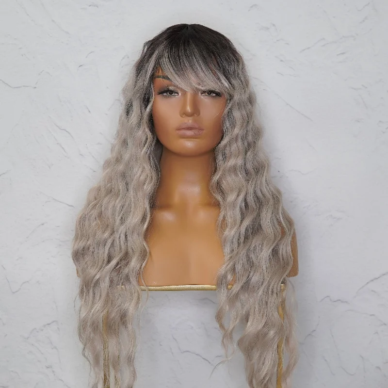 Long - length wig with a straight texture for a sleek and glamorous lookELEANOR Grey Ombre Lace Front Wig