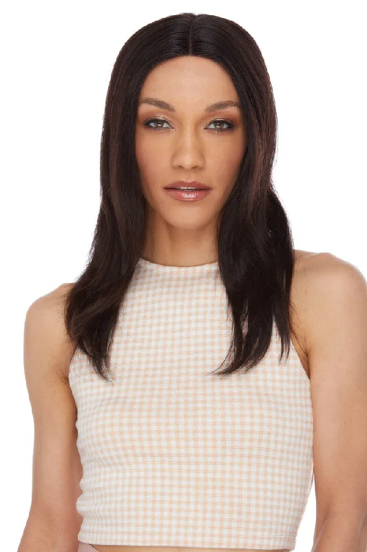 Medium - length wig with a curly fringe for a playful and youthful vibeKhalani <br>Remy Human Hair Lace Front Wig