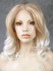 Medium - length wig with a pre - plucked hairline for a more natural lookEMILY BLONDE FROST